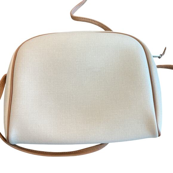 Vintage CHRISTIAN DIOR Saddle Bag Beige Canvas Leather Shoulder Crossbody Bag - Picture 4 of 15
